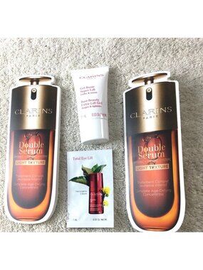 Clarins Double Serum Light Texture Sample*Bust Beauty*Total Eye Lift*4 Items*NIP